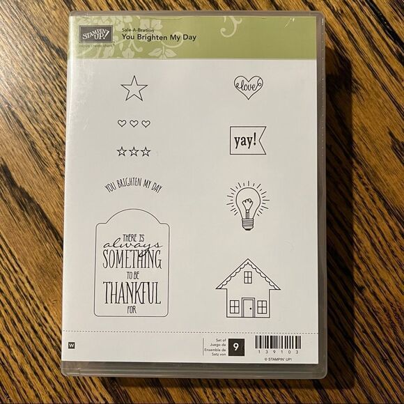 Stampin’Up Wood Stamps You Brighten My Day Set of 9 Stamps - Picture 1 of 4